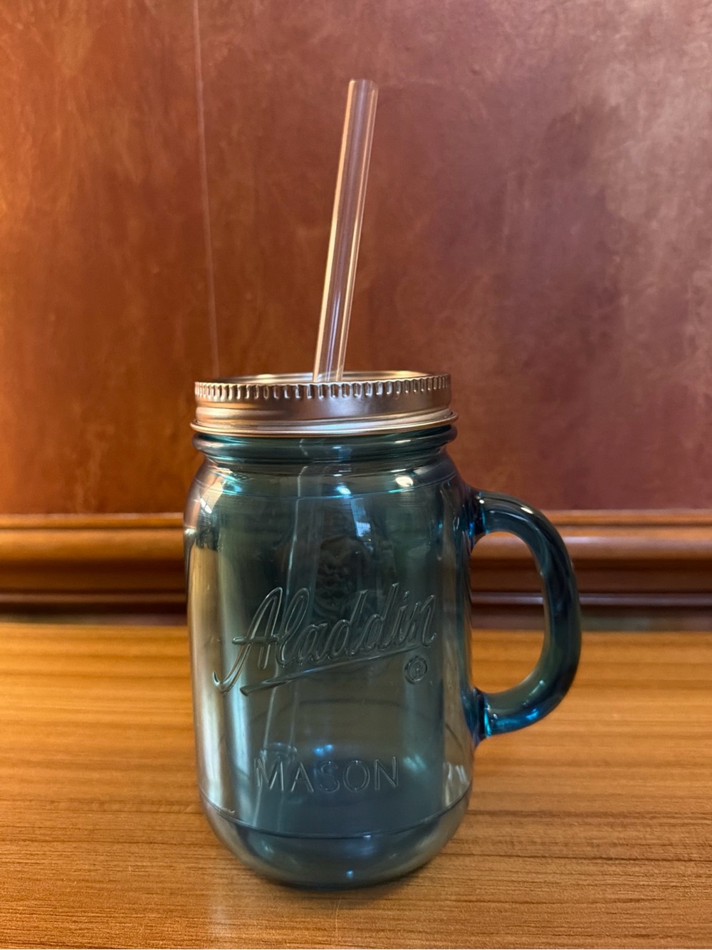 ALADDIN 20 OZ MASON / TUMBLER TEAL W/SILVER LID INSULATED WITH CLEAR STRAW